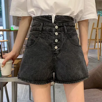 2020 New Summer Shorts Jeans Woman Single-breasted Black Blue Solid Loose Denim Short Pant Woman Korean Chic Shorts Ladies
2020 New Summer Shorts Jeans Woman Single-breasted Black Blue Solid Loose Denim Short Pant Woman Korean Chic Shorts Ladies