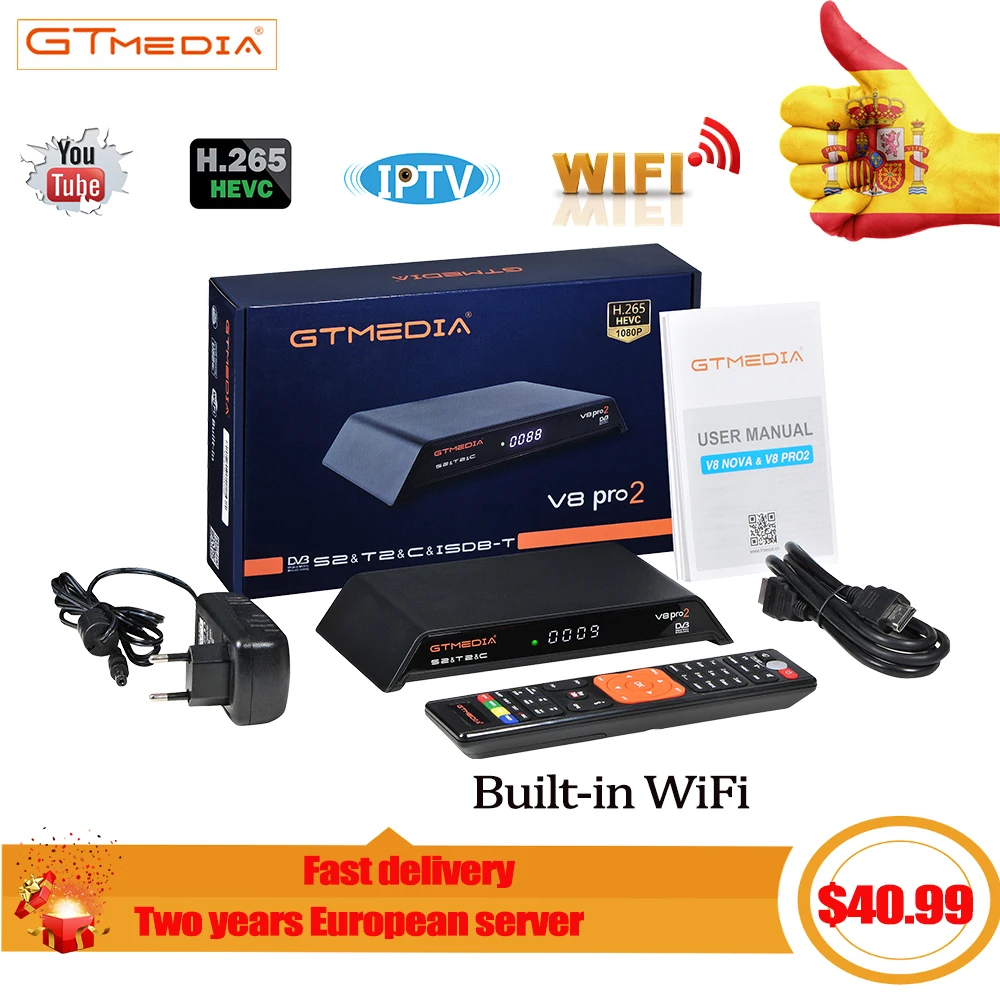2019 GTMedia V8 Pro2 DVB S2 Satellite Receiver Built-in 2.4G wifi DVB S2 DVB T2 DVB C decoder H.265 with 2 year Europe service
2019 GTMedia V8 Pro2 DVB S2 Satellite Receiver Built-in 2.4G wifi DVB S2 DVB T2 DVB C decoder H.265 with 2 year Europe service