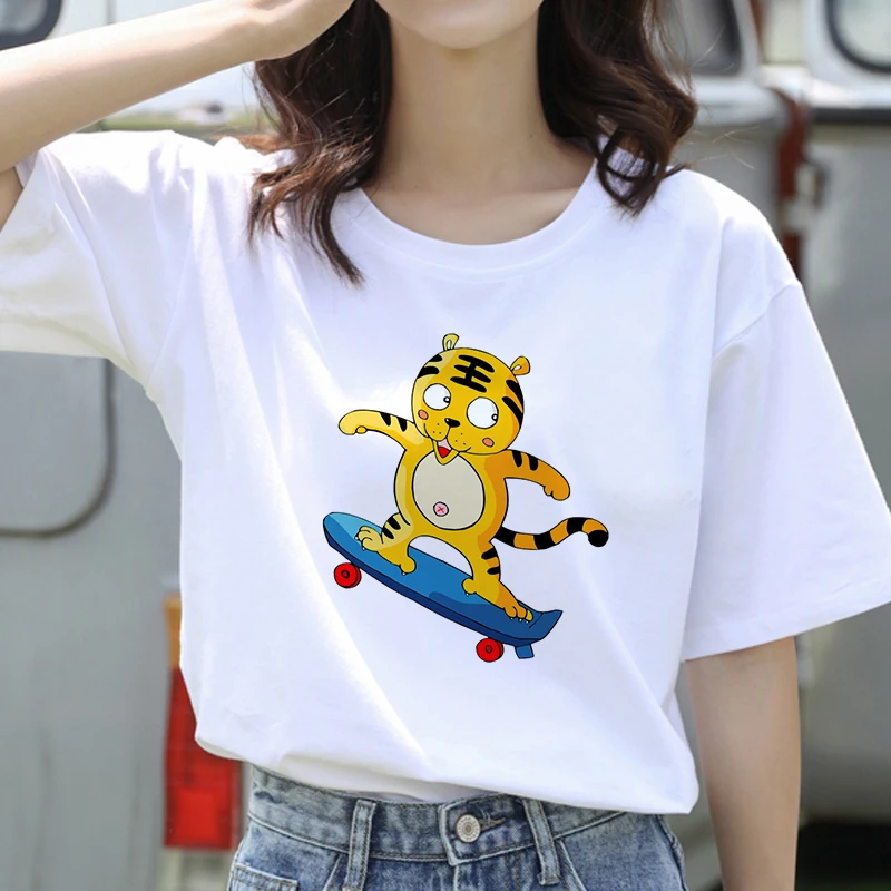 

Graphic tees tops Cute tiger tshirts women funny t shirt O-neck T-shirt Vintage Vogue Ullzang Mujer_T-Shirt