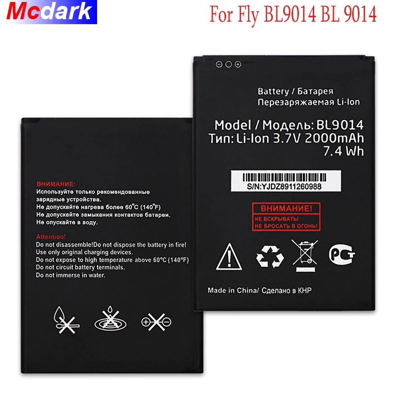 Mcdark 2000 мАч Высокое качество замена Батарея для Fly BL9014 BL 9014 мА/ч. аккумулятор