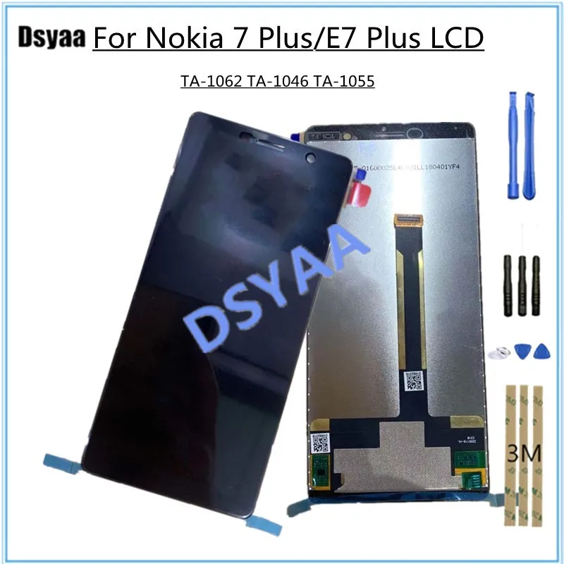 For Nokia 7 Plus TA-1062 TA-1046 TA-1055 LCD Display with Touch Screen Digitizer Assembly Test One By for E7 6'' | Запчасти для
