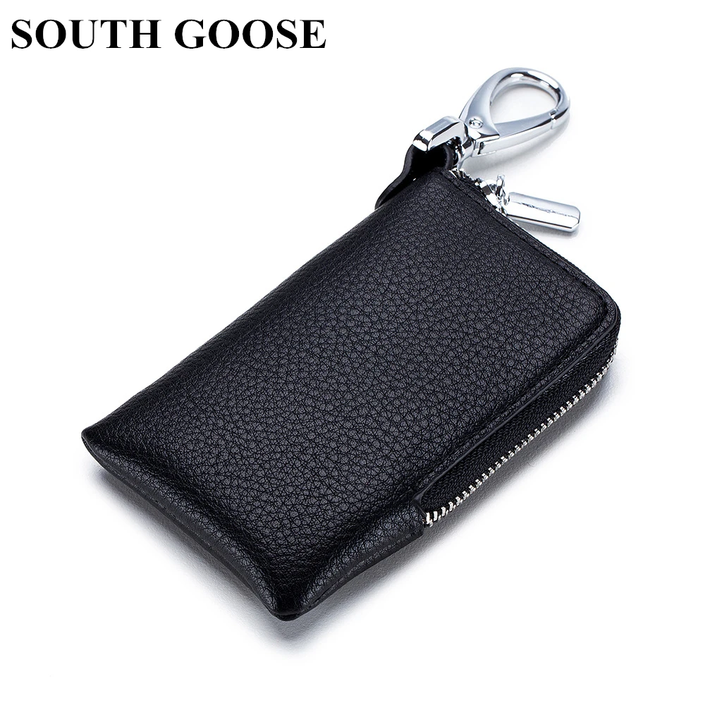 

SOUTH GOOSE Brand Unisex Leather Slim Car Key Holders Fashion Housekeeper Keys Organizer Lady Zipper Key Wallets Card Bag Gifts