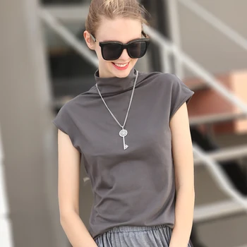 Women New Half High Collar Basic Shirt Plus Size Ladies' Summer Spring Thin Solid Color Short Sleeve Cotton Loose T-Shirt Tops
Women New Half High Collar Basic Shirt Plus Size Ladies' Summer Spring Thin Solid Color Short Sleeve Cotton Loose T-Shirt Tops