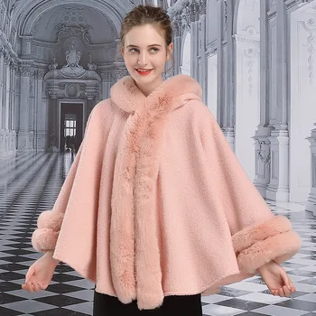 2306 # European and American Autumn and Winter Clothing New-style Cape Imitation Rabbit Fur Collar Hooded Cape 
2306 # European and American Autumn and Winter Clothing New-style Cape Imitation Rabbit Fur Collar Hooded Cape