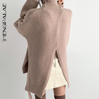 SHENGPALAE 2020 Korean Chic Autumn And Winter Woemn's Sweater High Collar Large Size Casual Back Slit Lace Up Knitted Pullovers 
SHENGPALAE 2020 Korean Chic Autumn And Winter Woemn's Sweater High Collar Large Size Casual Back Slit Lace Up Knitted Pullovers