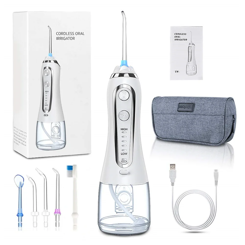 Oral Irrigator with 300ML Water Tank Portable Dental Water Jet IPX7 Irrigator for Cleaning Teeth USB Rechargeable Water Flosser
Oral Irrigator with 300ML Water Tank Portable Dental Water Jet IPX7 Irrigator for Cleaning Teeth USB Rechargeable Water Flosser