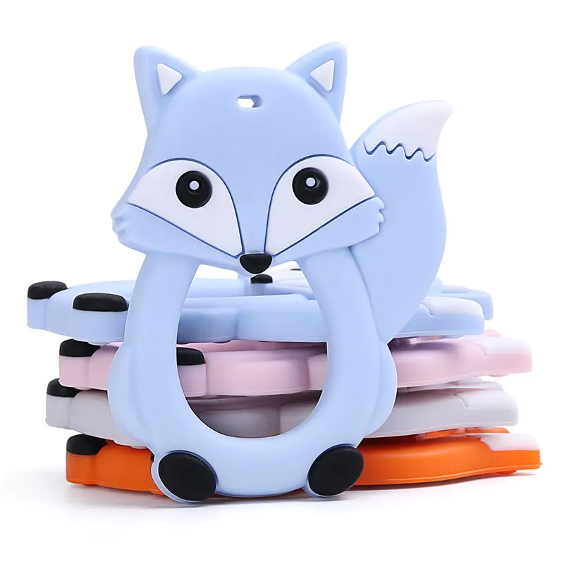 Chenkai 10pcs Silicone Fox Teether DIY Baby Rattle Pacifier Dummy Teething Nursing Animal Pendant Jewelry Sensory Toy BPA Free | Мать и