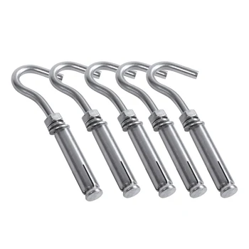 Pack of 5 M6 304 Stainless Steel Expansion Screw Open Cup Hook Archor Bolts