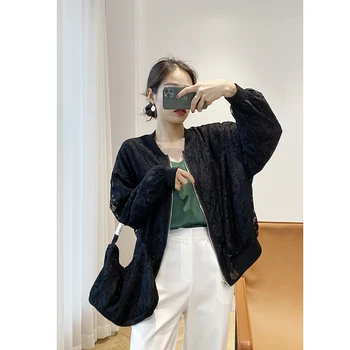 Jackets Women Both Sides To Wear Lace + Organza Prevent Bask In Black Thin Long Seelve Women Jacket 2020 New Summer
Jackets Women Both Sides To Wear Lace + Organza Prevent Bask In Black Thin Long Seelve Women Jacket 2020 New Summer