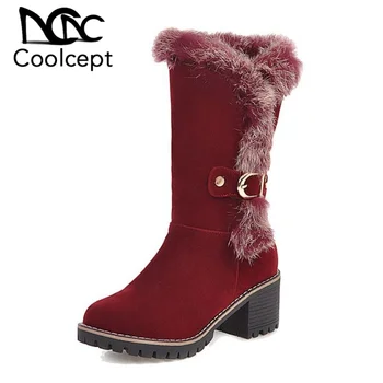 Coolcept Women Mid Calf Boots Winter Warm With Fur Snow Boots Round Toe Solid Color Thick Heels Shoes Woman Footwear Size 34-43
Coolcept Women Mid Calf Boots Winter Warm With Fur Snow Boots Round Toe Solid Color Thick Heels Shoes Woman Footwear Size 34-43