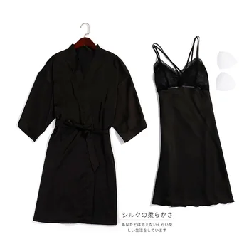 Women Satin Robe Bride Bridesmaid Wedding Robes Set Lace Trim Sexy Cami&Robe Sleep Suit Nightdress Nightgown Sleepwear Lounge
Women Satin Robe Bride Bridesmaid Wedding Robes Set Lace Trim Sexy Cami&Robe Sleep Suit Nightdress Nightgown Sleepwear Lounge