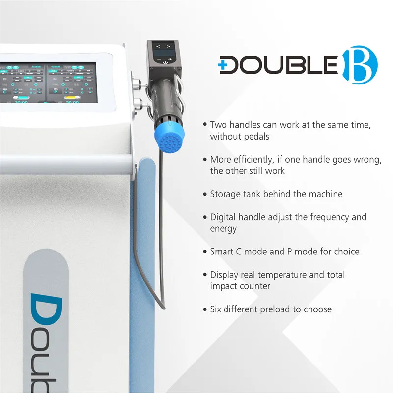 

Shockwave Physiotherapy Double Channel 2 Handles Shock Wave Therapy Equipment For ED And Pain Relieve