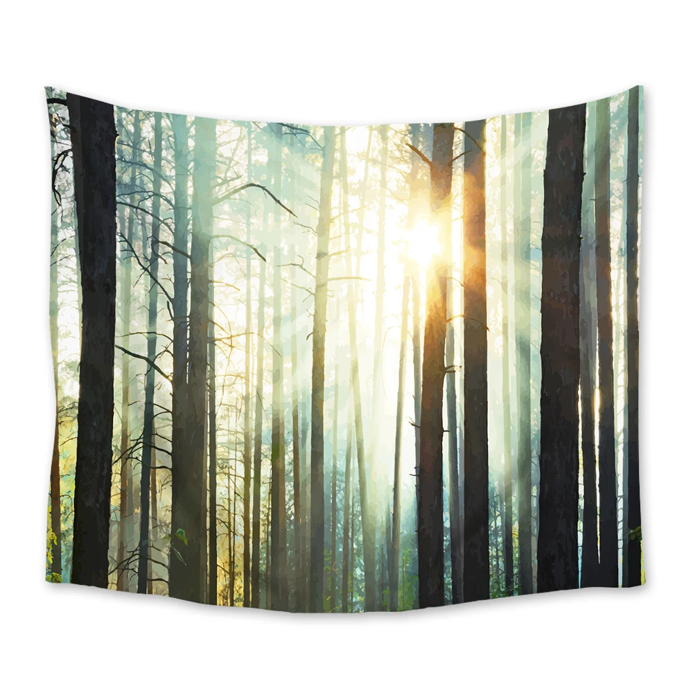 

Forest Sunlight Tapestry Wall Hanging Wall Decor Tapestries Bedspread Sheet Carpet Throw Yoga Mat Home Bedroom Decoration