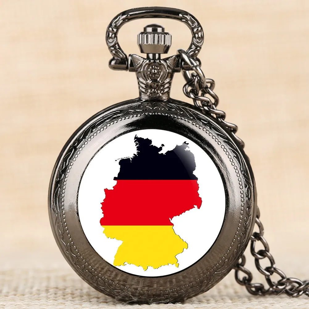 Ожерелье с изображением карты Германии часы ретро кварцевые карманные подвеской