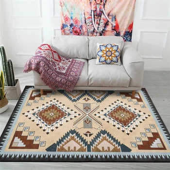 

Retro Moroccan Style Carpets Living Room Tapete Persian Geometric Coffee Table Sofa Area Rugs Bedroom Bedside Non-Slip Floor Mat