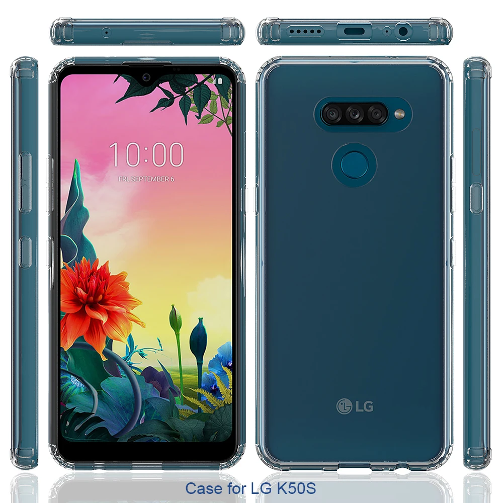 Для LG K50S акриловый + ТПУ противоударный прозрачный защитный чехол на заднюю