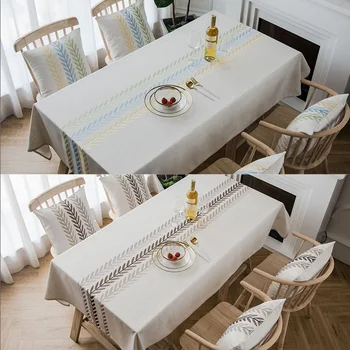 

Table Cloth Rectangular for 4 Seater Linen Tablecloth with Embroidery Household Items Wedding Decoration Table Party Table Cover