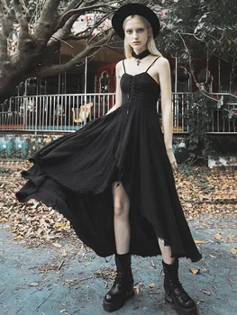 PUNKRAVE Dark Goth Black Cotton and Linen Irregular Strap Dress Summer Waist Waist Slimming Temperament maxi dresses for women
PUNKRAVE Dark Goth Black Cotton and Linen Irregular Strap Dress Summer Waist Waist Slimming Temperament maxi dresses for women