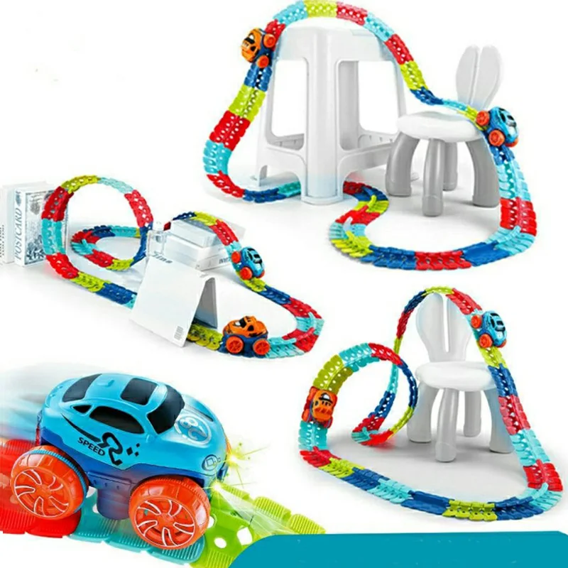 LED Light Racing Car Track Set serpentine Bend Flexible railway Car Train rack DIY technology Toys Gift children kids
LED Light Racing Car Track Set serpentine Bend Flexible railway Car Train rack DIY technology Toys Gift children kids