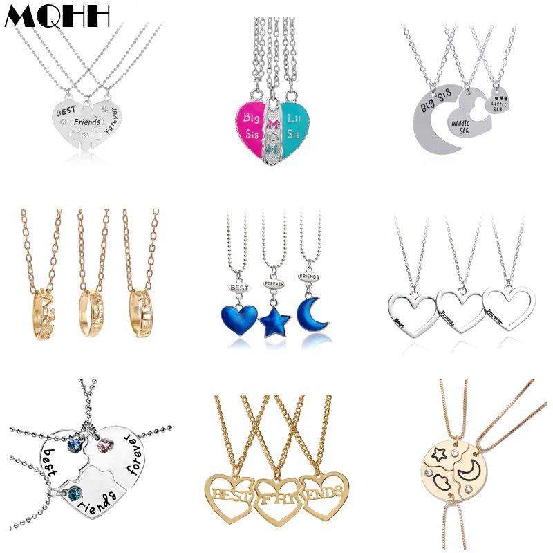 Best Friends Necklace 3 / Sister MOM Gold Silver Love Moon Star Shell Ring Pendant Woman Jewelry Accessories | Украшения и