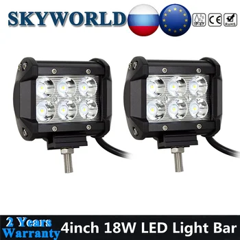 

SKYWORLD 4inch LED Light Bar 18W Offroad Spot Flood Driving Fog Working Light Bar For 4x4 Trailer SUV Truck Boat UAZ ATV 12V 24V