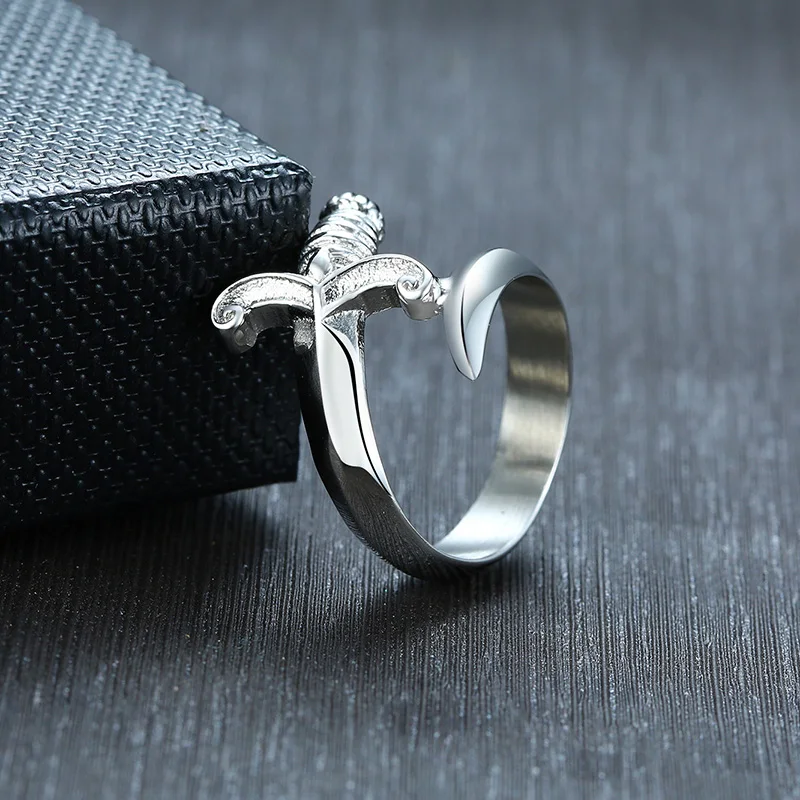 Мужское кольцо из нержавеющей стали ZORCVENS уникальное кинжал серебристого цвета
