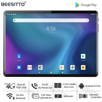 

Global Version 10 inch tablet 3+32GB Storage 4G LTE Dual SIM Card Wifi Type-C Android 9.0 планшет tablet 10.1+ 64GB TF Card