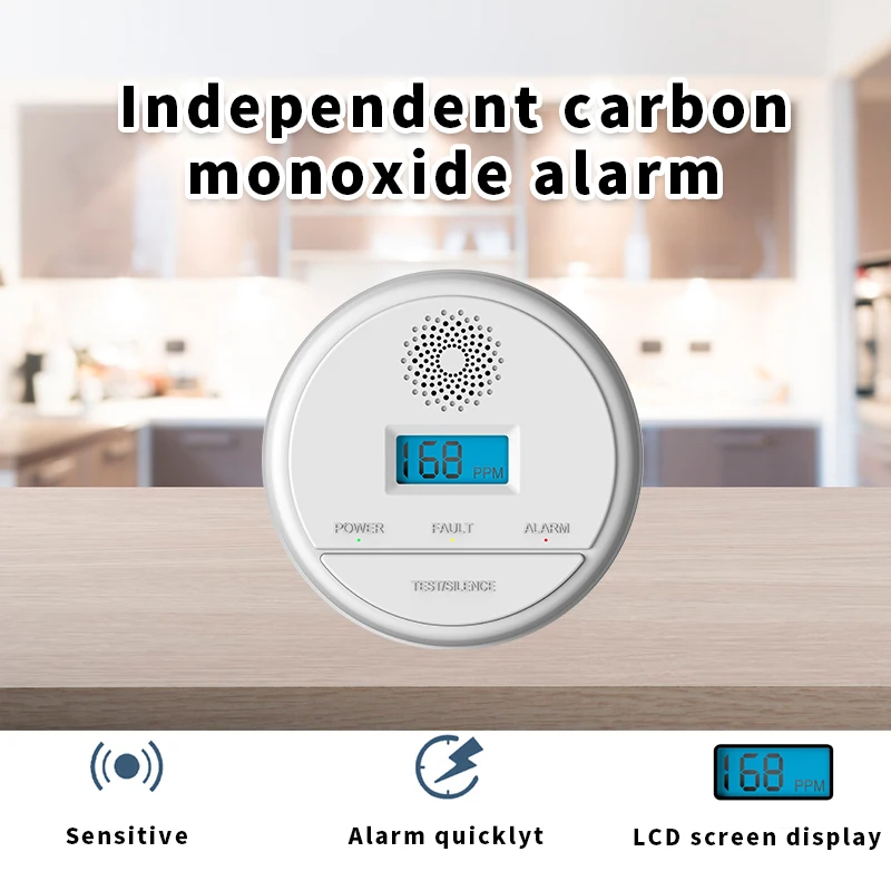 

Carbon Monoxide Detector Wireless 433MHz Poisoning Smoke Sensor Gas Leakage Warning Alarm 85db Alone Built In Siren Sound