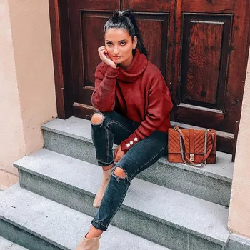 Women Sweater Autumn Winter Warm Knit Top Loose High Collar Long Sleeve Bottoming Fashion Sweater Multi Color
Women Sweater Autumn Winter Warm Knit Top Loose High Collar Long Sleeve Bottoming Fashion Sweater Multi Color