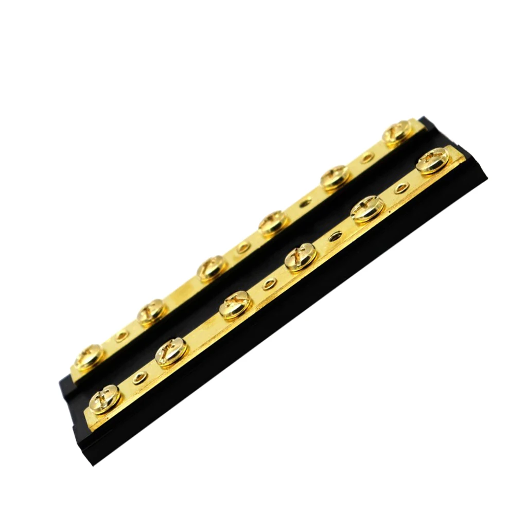 12 Circuit Terminal Block Brass Bus Bar 8-32 Screws - Positive and Negative Power Distribution Block for Marine Boats 12 Circuit Terminal Block Brass Bus Bar 8-32 Screws - Positive and Negative Power Distribution Block for Marine Boats
