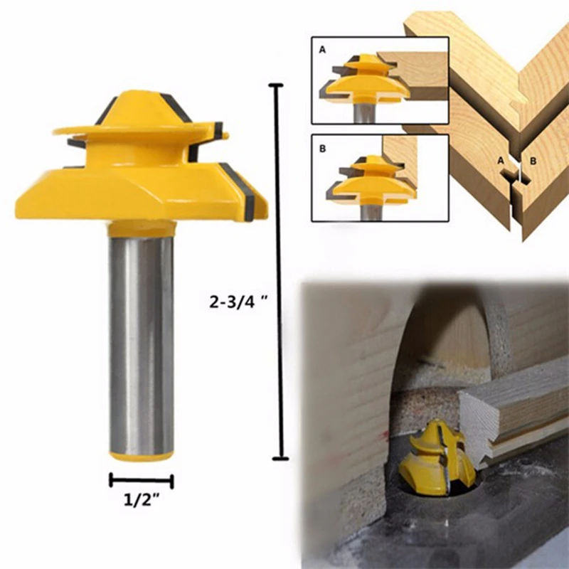 8*1-1/2 Shank Lock Miter Router Bit 45 Degree Woodworking Tenon Milling Cutter Tool Drilling Milling For Wood
8*1-1/2 Shank Lock Miter Router Bit 45 Degree Woodworking Tenon Milling Cutter Tool Drilling Milling For Wood