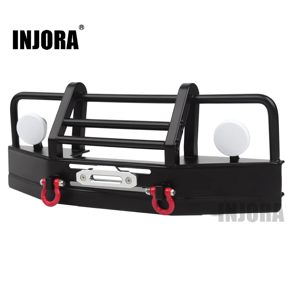 INJORA 1pcs RC Car Metal Front Bumper with LED Light for 1/10 RC Rock Crawler Traxxas TRX4 Axial SCX10 90046 D90
INJORA 1pcs RC Car Metal Front Bumper with LED Light for 1/10 RC Rock Crawler Traxxas TRX4 Axial SCX10 90046 D90