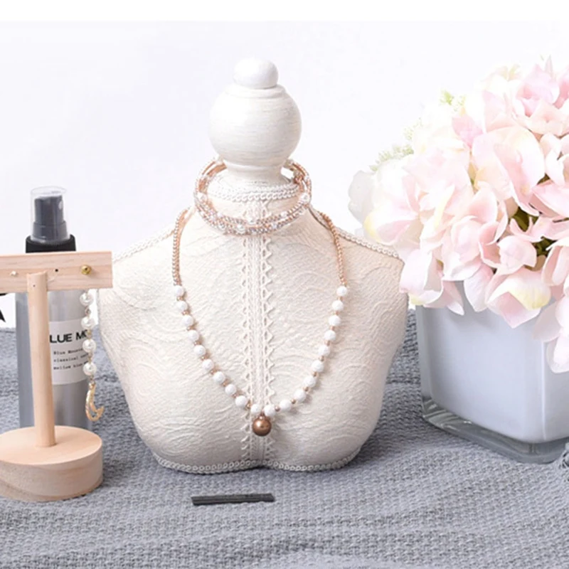 Vintage Wooden Lace White Mannequin Jewelry Rack Frame Hanging Necklace Bangle Holder Jewelry Stand Chest Models
Vintage Wooden Lace White Mannequin Jewelry Rack Frame Hanging Necklace Bangle Holder Jewelry Stand Chest Models