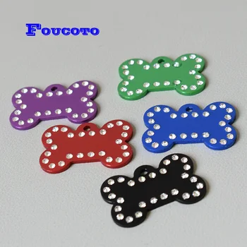 

500pcs/lot Wholesale bone-shaped dog nameplate pet ID tags blank puppy pendant engraved name logo dog necklace accessories