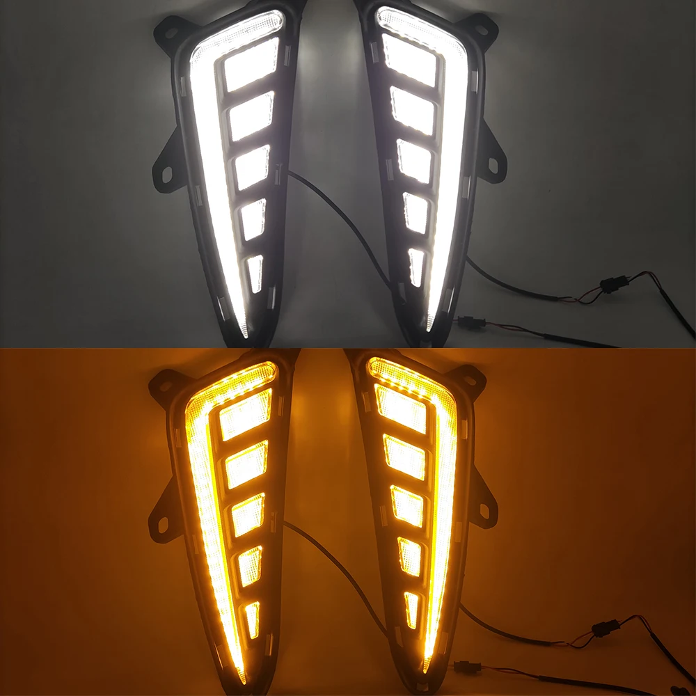 1 Set Car LED DRL Daytime Running Light with dynamic Yellow Turn Signal fog lamp For Toyota C-HR CHR 2016 2017 2018 2019 |