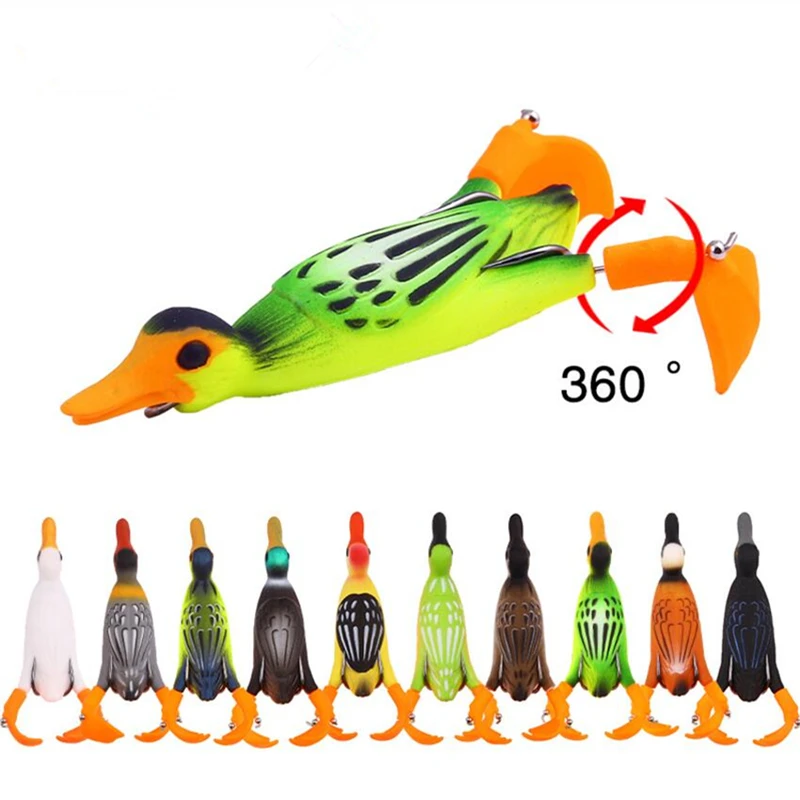 

1 PCS Propeller flipper duck Fishing Lure Ducking Fishing Frog Lure 9.5cm 11.2gArtificial Bait Duckling 3D Eyes Day Baits Bass