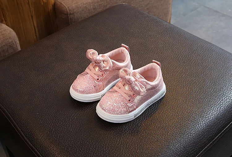 1-6Years Old Baby Girl Bow Sequin Crib Casual Shoes Dress Shoes Baby Casual Shoes Girls Shoes