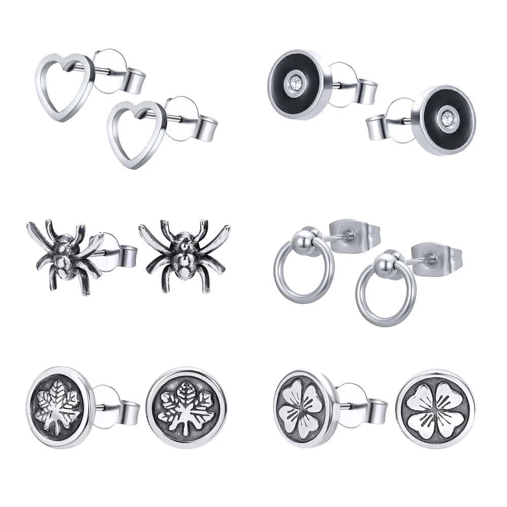 ZS 2 Pcs Stainless Steel Stud Earrings Punk Style Heart Earring for Men Hip Hop Stud Earring Spider Biker Jewelry
ZS 2 Pcs Stainless Steel Stud Earrings Punk Style Heart Earring for Men Hip Hop Stud Earring Spider Biker Jewelry