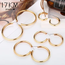 3 sztuk/zestaw złoty srebrny Big Hoop zestaw kolczyków dla kobiet okrągły geometryczne kolczyki 2019 Oversize kolczyk oświadczenie biżuteria(China)