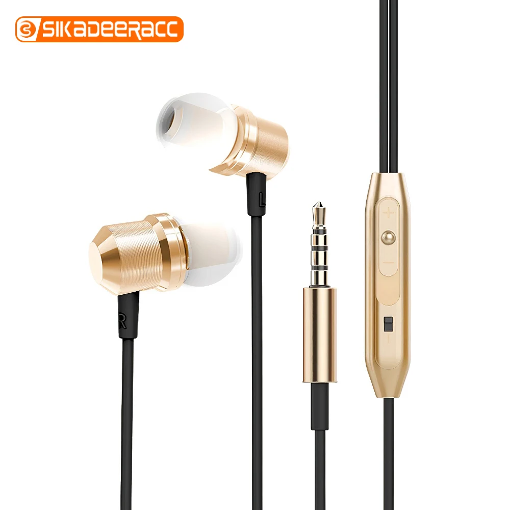 4D Stereo Sound Earphone Wired 3.5mm Metal Subwoofer Headset In Ear For Sumsung Galaxy Line Control With Mic Magnet Adsorption |