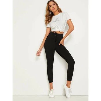 Casual Women Solid color Black Drawstring Waist Leggings Workout High Waist Jogging Gym Fitness Stretchy Legging
Casual Women Solid color Black Drawstring Waist Leggings Workout High Waist Jogging Gym Fitness Stretchy Legging