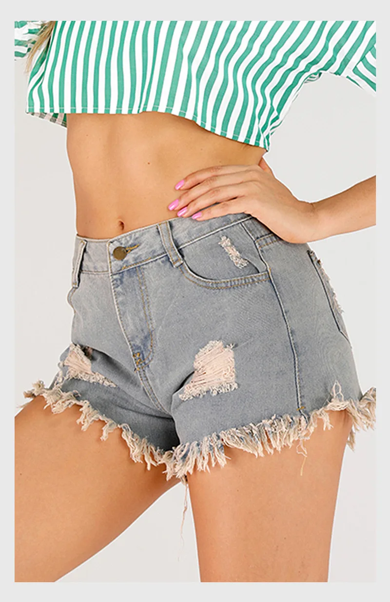 2020 Summer New Fashion Two-pocket Hole Short Cropped Edging Jeans Ladies Mid-rise Short Jeans
2020 Summer New Fashion Two-pocket Hole Short Cropped Edging Jeans Ladies Mid-rise Short Jeans