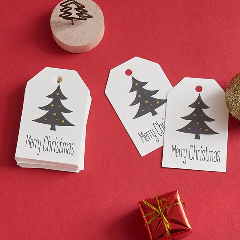 50pcs/set painted tag merry christmas diy unique gift tag holly