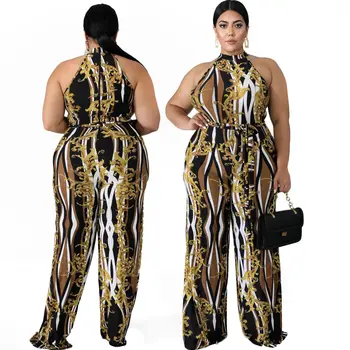 Euramerican fat MM plus-size women's autumn new print jumpsuit casual pants 
Euramerican fat MM plus-size women's autumn new print jumpsuit casual pants