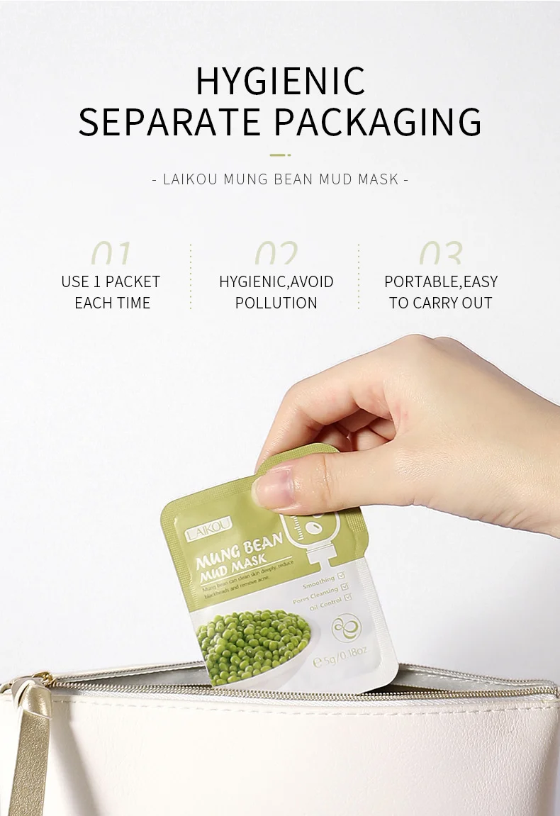 7pcs Mung Bean Face Cleansing Mud Peeling Acne Blackhead Treatment Mask Remover Contractive Pore Whitening Hydrating Care Cream 14
