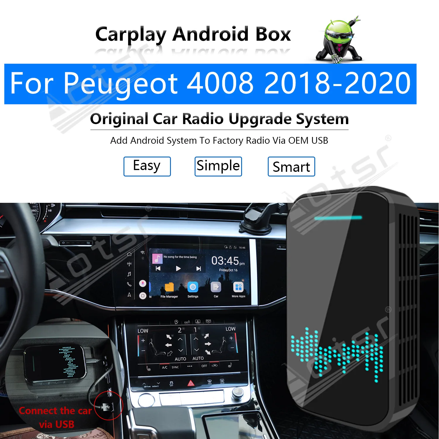 For Peugeot 4008 2018 - 2020 Car Multimedia Player Android System Mirror Link Navi Map GPS Apple Carplay Wireless Dongle Ai Box
For Peugeot 4008 2018 - 2020 Car Multimedia Player Android System Mirror Link Navi Map GPS Apple Carplay Wireless Dongle Ai Box