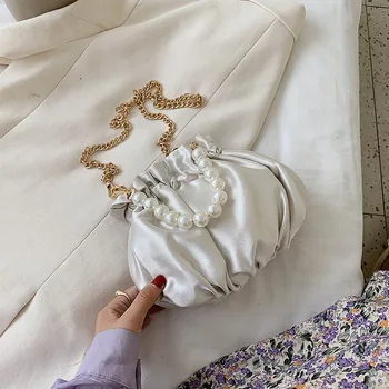Small Silk Drawstring Crossbody Bags for Women New Elegant Female Shoulder Handbags Chain Strap Ladies' Travel Pearl Bucket Bags
Small Silk Drawstring Crossbody Bags for Women New Elegant Female Shoulder Handbags Chain Strap Ladies' Travel Pearl Bucket Bags
