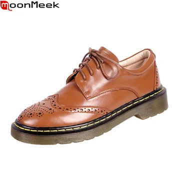 MoonMeek 2020 autumn hot sale gneuine leather casual shoes fashion lace up round toe ladies shoes low heel brown single shoes
MoonMeek 2020 autumn hot sale gneuine leather casual shoes fashion lace up round toe ladies shoes low heel brown single shoes