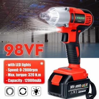 98VF 320N.M Cordless Brushless Electric Wrench Impact Socket Wrench 12000mAh Li Battery Hand Drill Installation Power Tools
98VF 320N.M Cordless Brushless Electric Wrench Impact Socket Wrench 12000mAh Li Battery Hand Drill Installation Power Tools