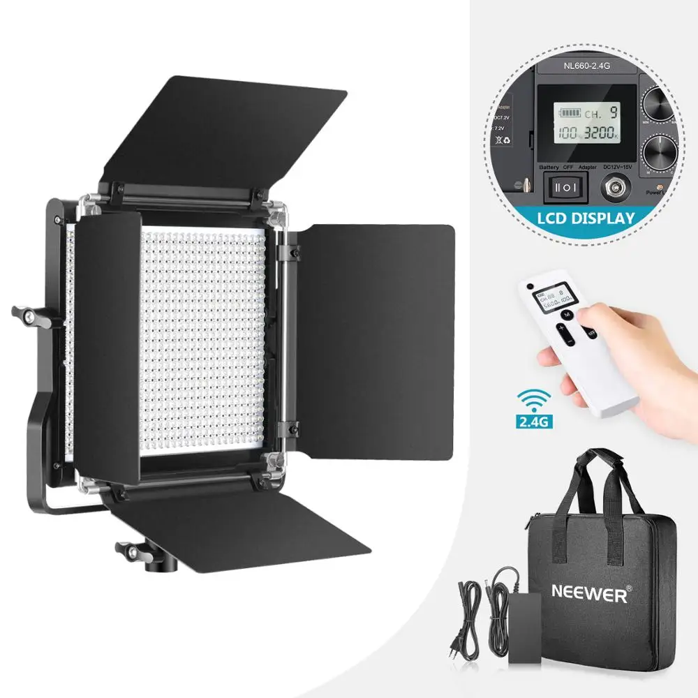 Neewer Advanced 2.4G LED Video Light Dimmable Bi-Color LED Panel LCD Screen 2.4G Wireless Remote for Product Photography Studio
Neewer Advanced 2.4G LED Video Light Dimmable Bi-Color LED Panel LCD Screen 2.4G Wireless Remote for Product Photography Studio
